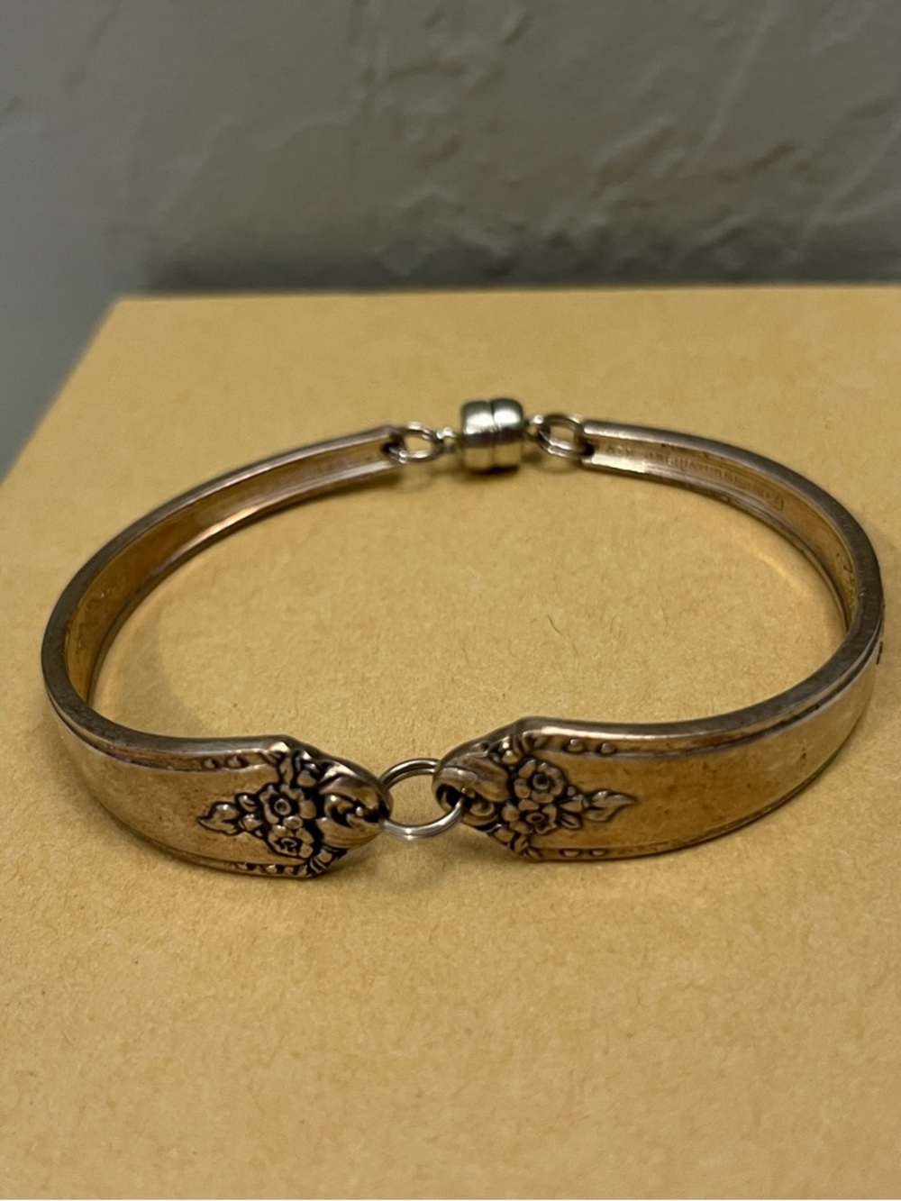 Vintage Silver-Tone Floral Spoon Bracelet Silver floral